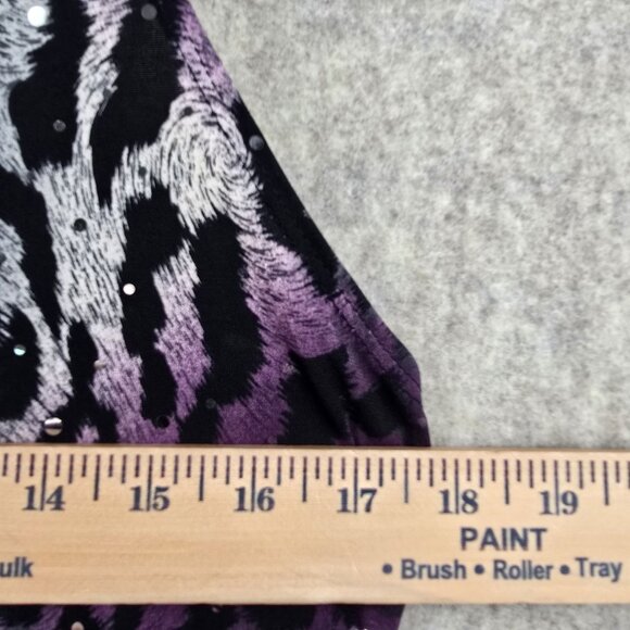 Dressbarn Womens Animal Print Purple Sleeveless Top With Glittery Details - Picture 6 of 6
